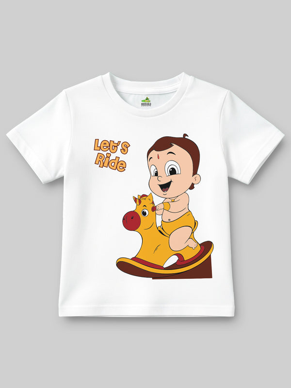 Boys Chhota Bheem Graphic Printed Round Neck Cotton T-shirt