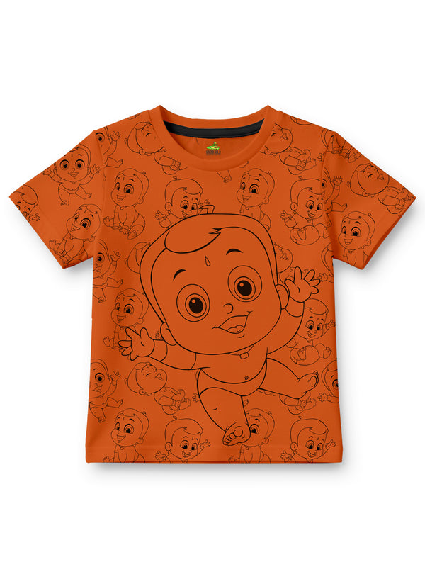 Boys Chhota Bheem Graphic Printed Round Neck Cotton T-shirt