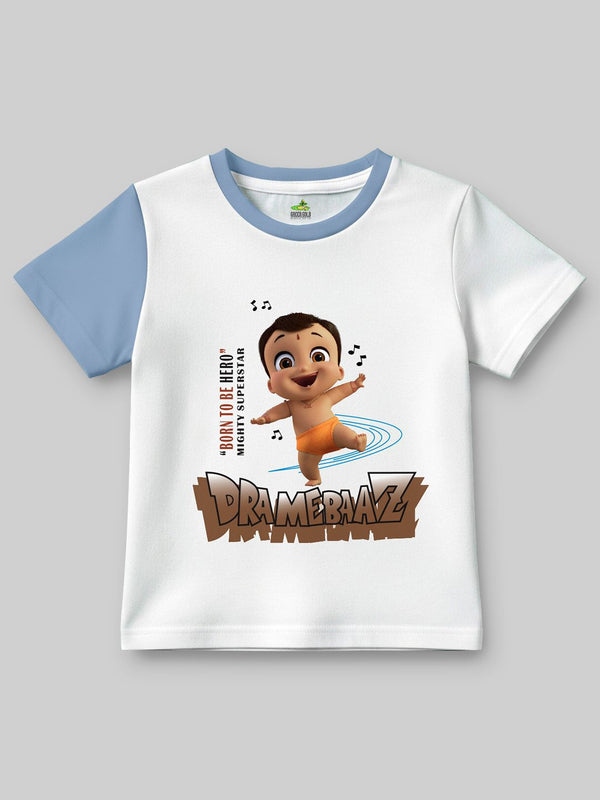 Mighty Little Bheem Graphic Printed Round Neck Cotton T-shirt