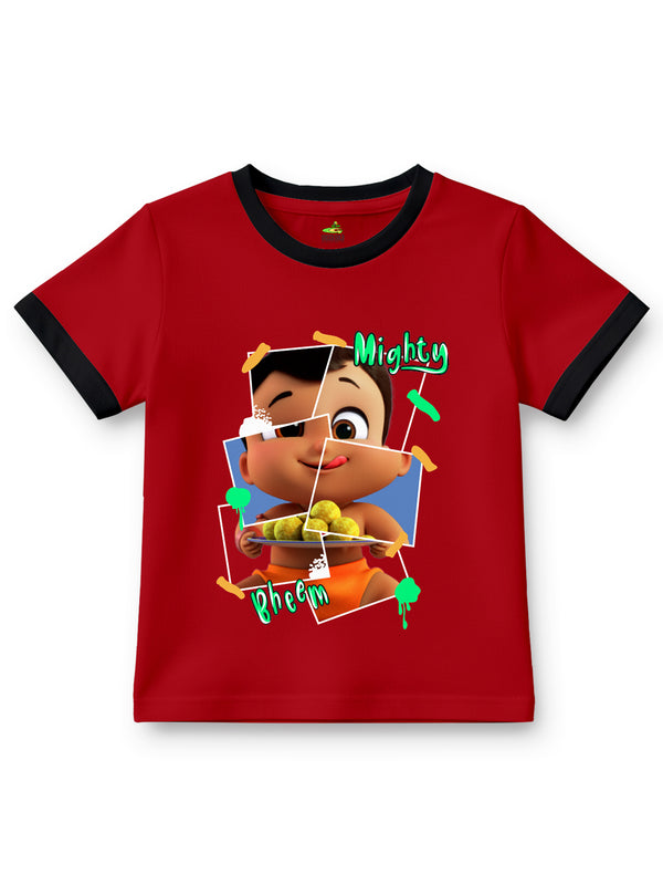 Boys Chhota Bheem Graphic Printed Round Neck Cotton T-shirt