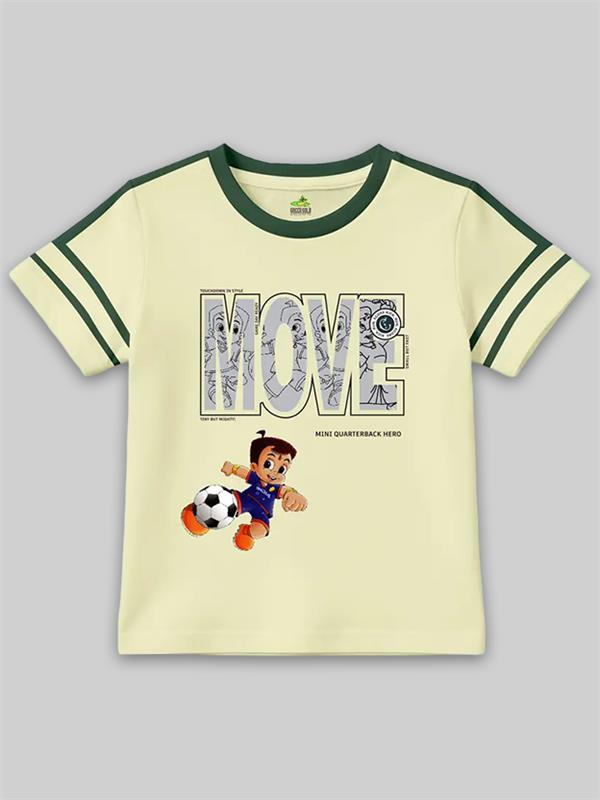 Chhota Bheem Move Graphic Printed Round Neck Cotton Oversized T-shirt