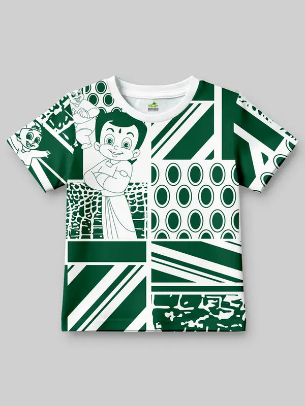 Chhota Bheem and Mighty Raju Graphic Printed Round Neck Cotton T-shirt