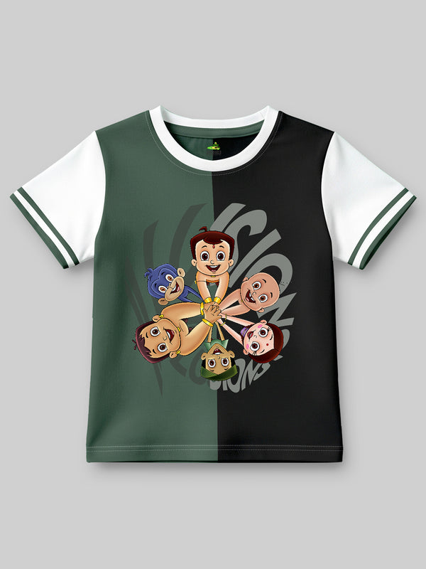 Chhota Bheem – VISION Bottle Green & Black Boys T-Shirt