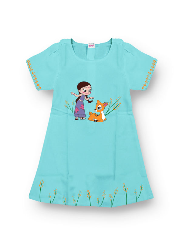 Chutki Deer Days Frock – Sky Blue