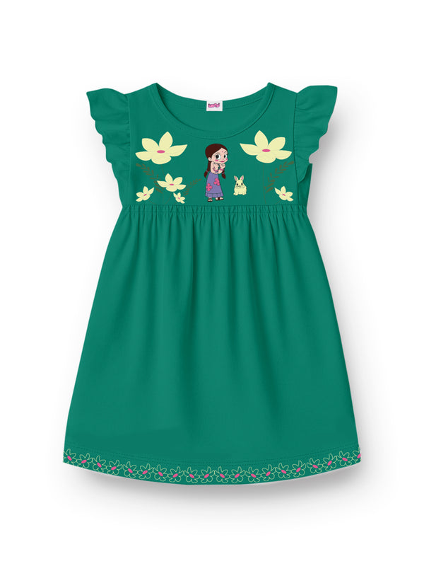 Chutki Floral Tale Frock – Bottle Green