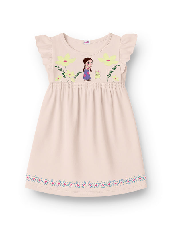 Chutki Floral Tale Frock – Light Peach