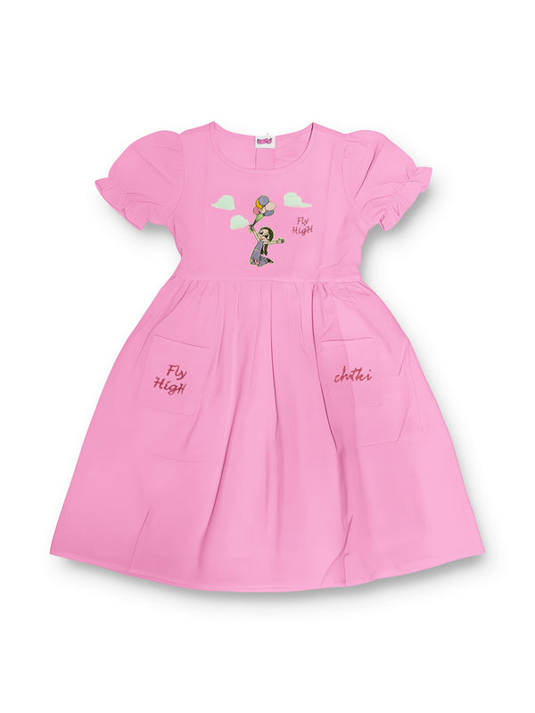 Chutki Fly High Frock – Hot Pink