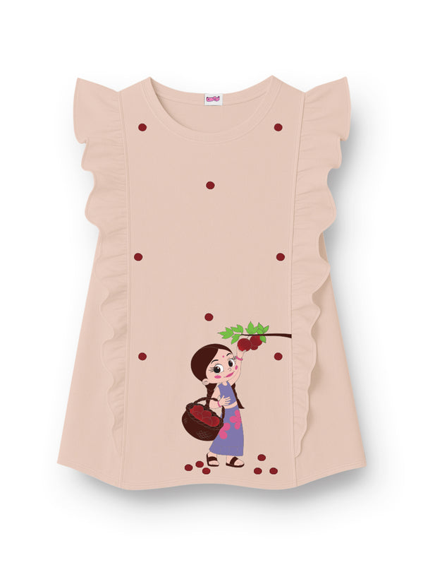 Chutki Sweet Pick Frock – Light Peach