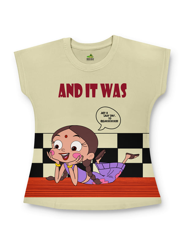 “GIVE YOURSELF A TRY” Girls Cream T-Shirt