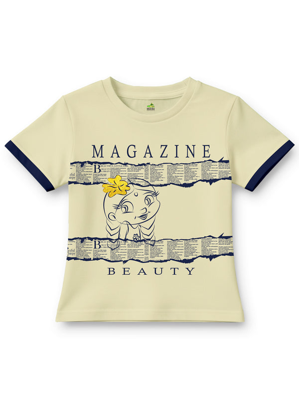 “MAGAZINE BEAUTY” Girls Cream T-Shirt