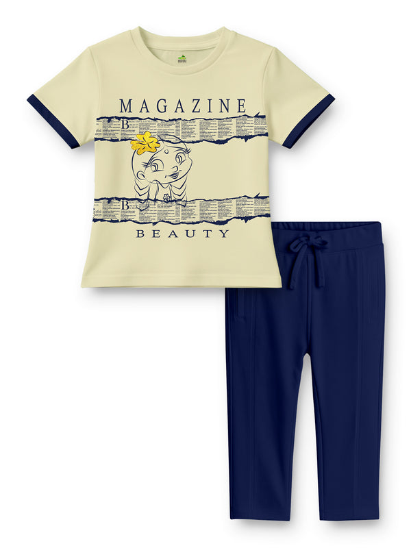 Magazine Beauty Girls T-Shirt with Capri – Navy Blue