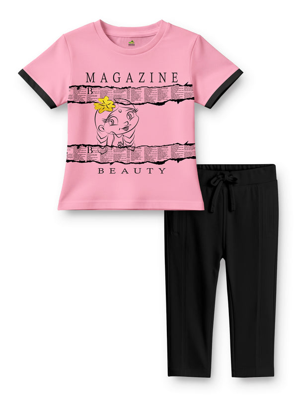 Magazine Beauty Girls T-Shirt with Capri – Orchid Pink