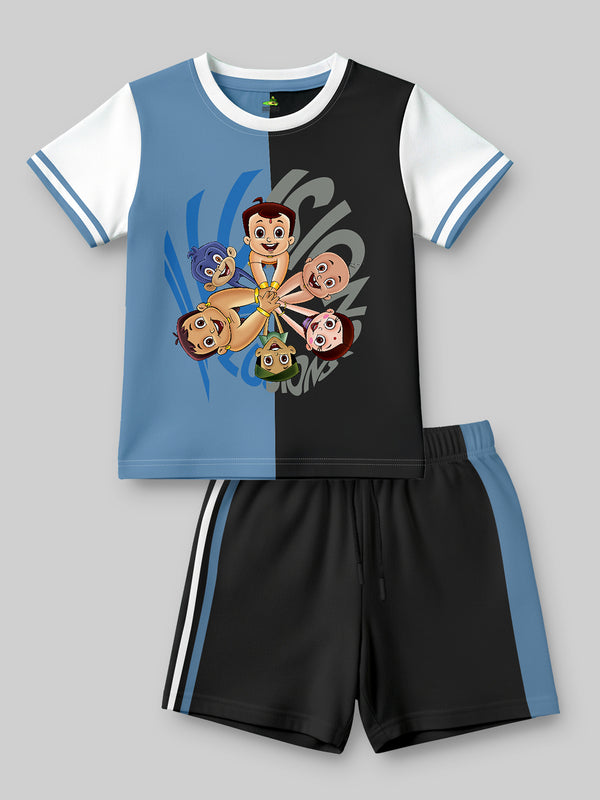 Chhota Bheem VISION Kids Clothing Set – Deep Sky & Black T-Shirt with Shorts
