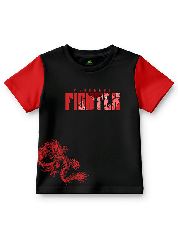 Boys Chhota Bheem Graphic Printed Round Neck Cotton Oversized T-shirt