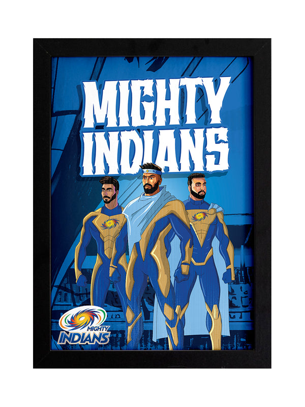 Mighty Indian Poster With Frame - 3 Characters
