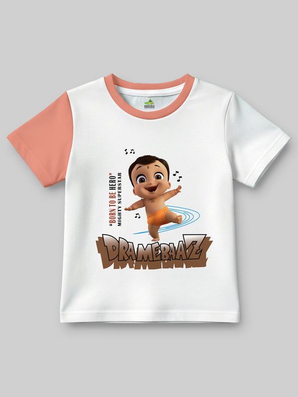 Mighty Little Bheem – DRAMEBAZZ Off White & Peach T-Shirt