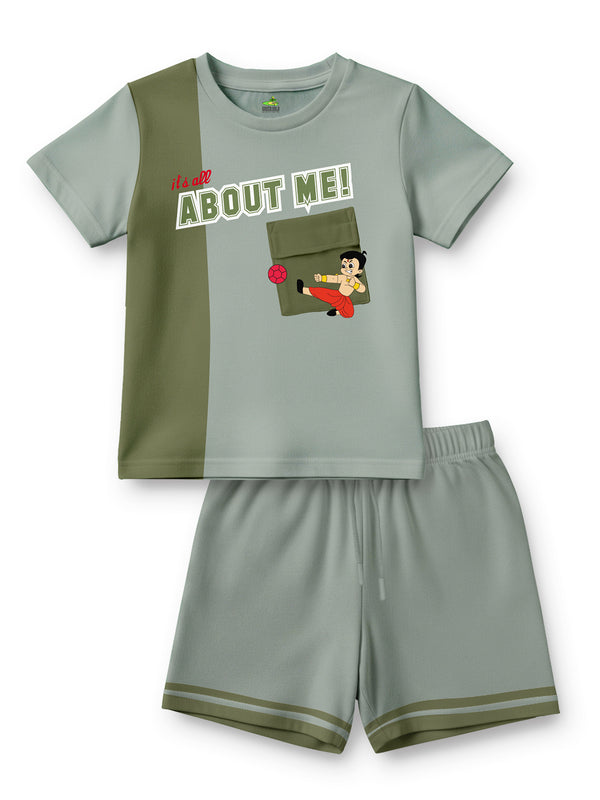 Chhota Bheem ABOUT ME Kids Clothing Set – Grey T-Shirt with Shorts