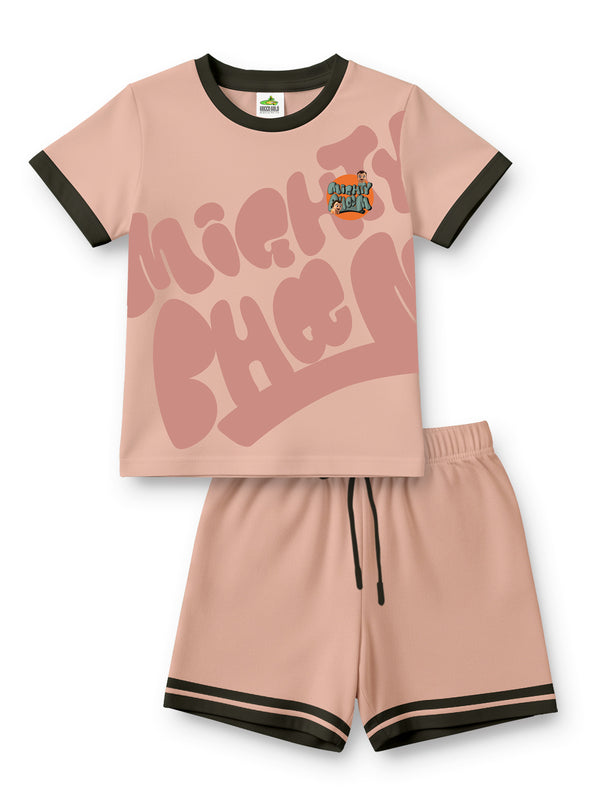 Tiny Toes Kids Clothing Set – Deep Peach T-Shirt with Shorts