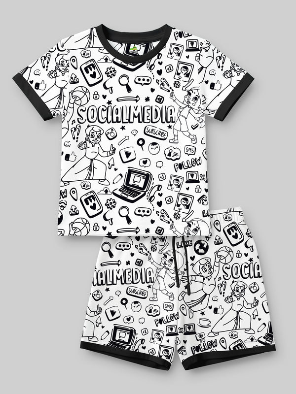 Chhota Bheem Social Media Boys AOP T-Shirt With Shorts Set